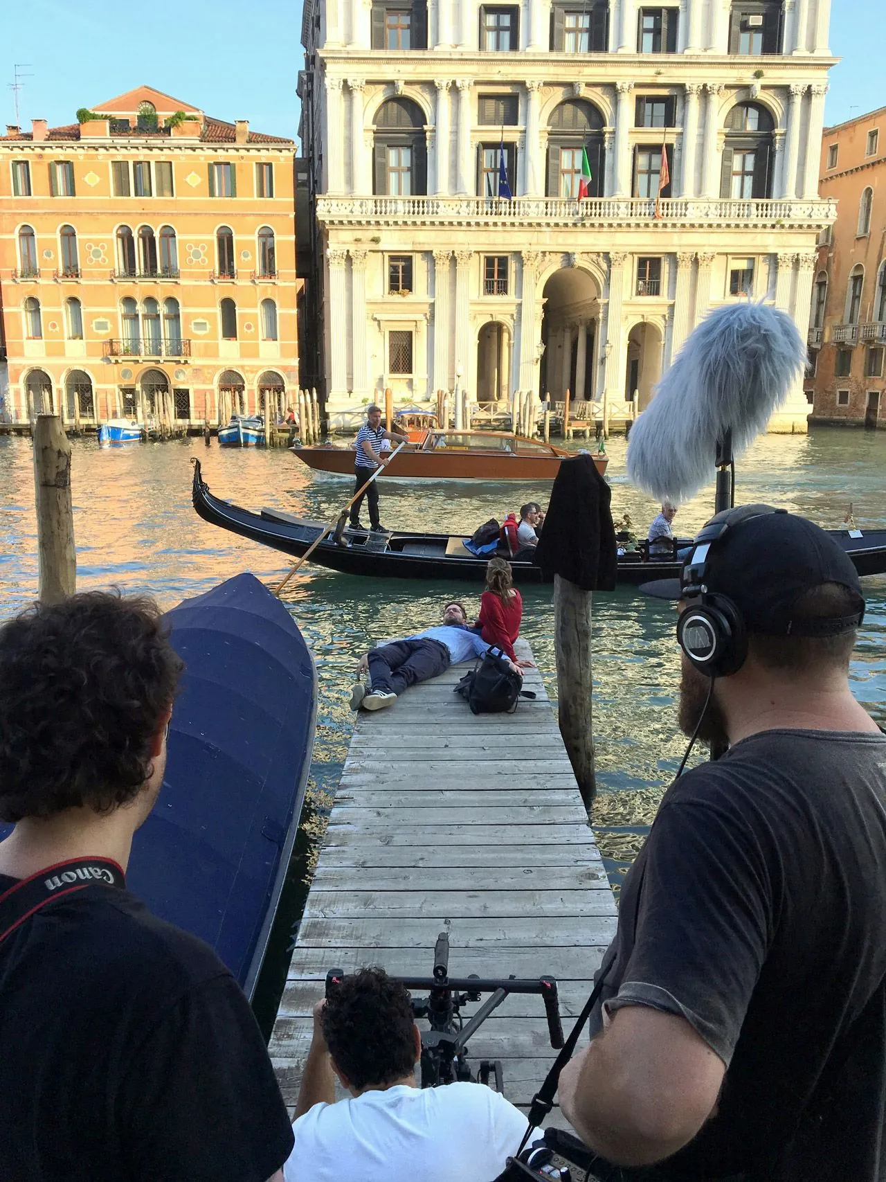 Zapata Filmes crew shooting When in Venice on a canal in Venice