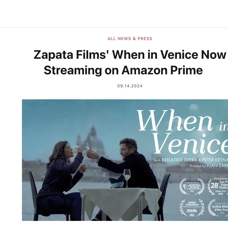 Janson Media: Zapata Films’ When in Venice Now Streaming on Amazon Prime